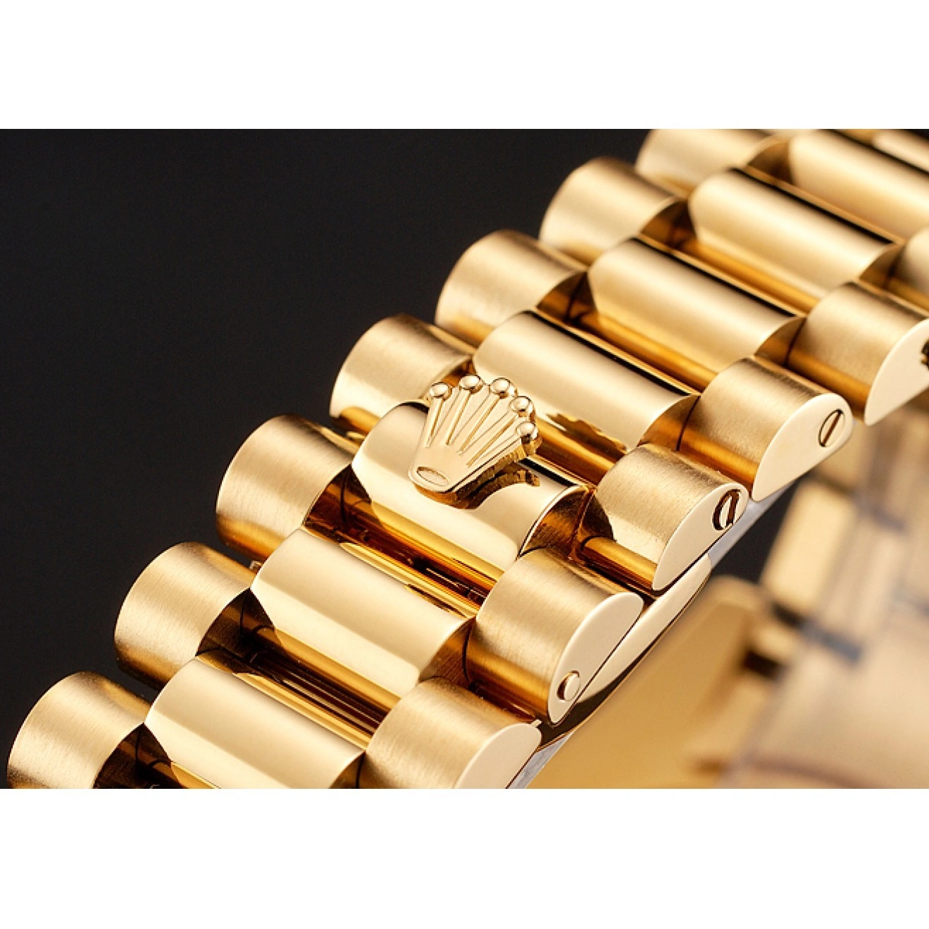 Aaa replica watch Champagne Rolex Gold Dial Day-Date Bezel Diamond Bracelet Swiss 1454099 0623